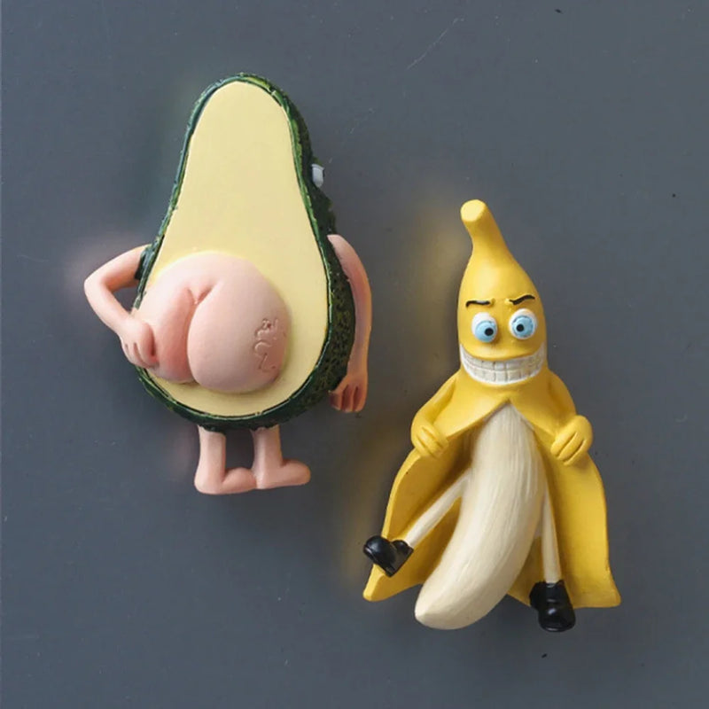 CartoonMagnet – Pegatinas 3D Creativas de Dibujos Animados para Refrigerador, Imán de Fruta, Plátano, Aguacate y Mensajes Divertidos