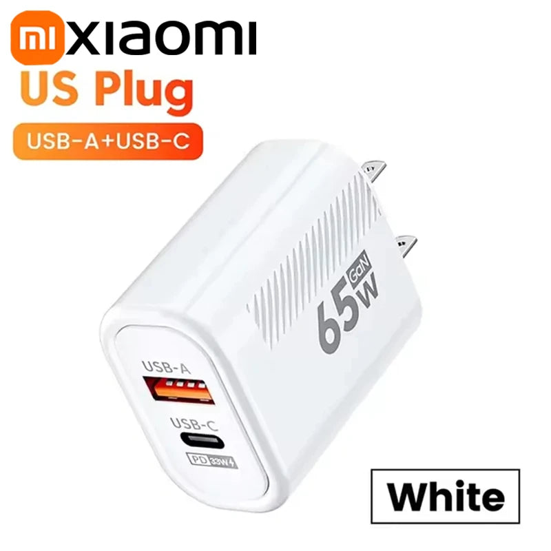 Xiaomi 65W GaN Cargador Rápido de 2 Puertos: Carga Ultra Rápida para iPhone, Samsung y Más